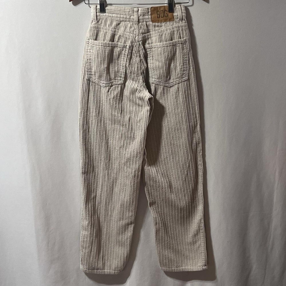 BDG High Rise Baggy Corduroy Pants Women Size 25 Cream Ivory Wide Leg Relaxed - Picture 2 of 10
